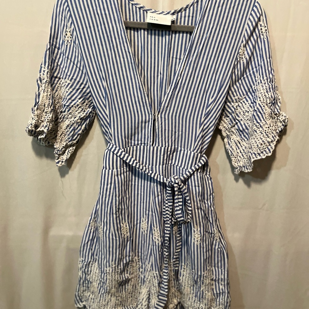The Room Blue and White Striped Romper
